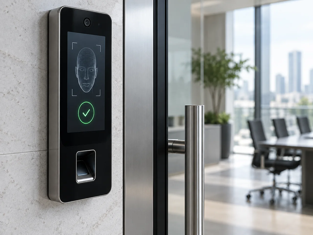 A.I generated concept: Face & fingerprint terminals