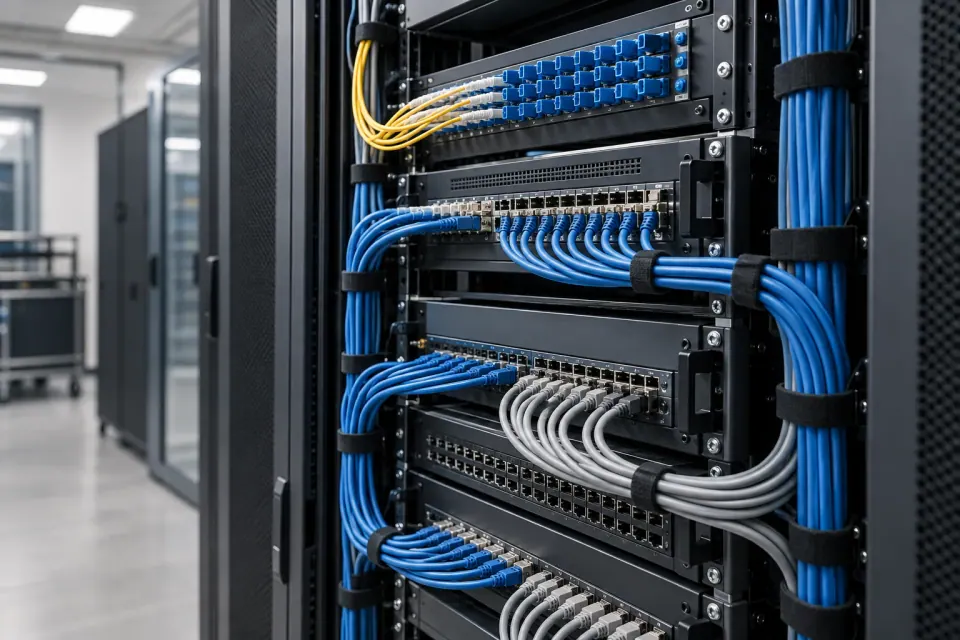 A.I-generated concept: Concept enterprise switching and structured network cabling.